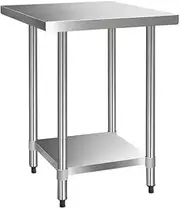 Cefito 760x760mm Stainless Steel Kitchen Bench, Island Cart Work Table, Commercial 430 Food Grade Restaurant Prep Storage with 2-Layers Shelf Countertop