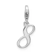 Sterling Silver Amore La Vita Rhodium-Plated Polished Number 8 Charm With Fancy Lobster Clasp