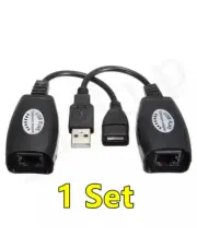 USB Extension Ethernet RJ45 Cat5e/6 Cable LAN Adapter Extender Over Repeater Set