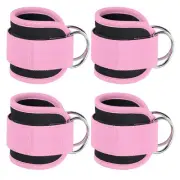 4Pcs Ankle Strap for Cable Machine, Gym Cable Kickback Ankle Wrap, Pink