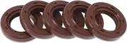 X AUTOHAUX Universal Oil Seal TC Double Lip W Steel Spring Seal Ring Rotary Shaft Seal 15x25x5mm High Pressure FKM Rubber Brown 5 Pcs