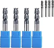 YUENTOEN End Mills, 4 Flute 45° Micro Tungsten Carbide End Mill 6mm Shank Single Flute Spiral CNC Milling Cutter(4Pcs)