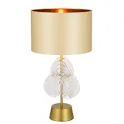 Melania Modern Table Desk Lamp Light Glass Metal Fabric Clear Gold