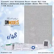 DN 1/48 B-24J Liberator Canopy and Windows Paint Mask for HobbyBoss kit #81774