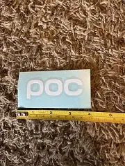 POC Sports STICKER Decal DIE CUT NEW Snowboard Ski Helmet Goggles White Aprx 4”