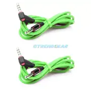 2X 4FT 3.5MM AUX L JACK MALE AUDIO STEREO CABLE GREEN FOR IPHONE 5S 5C IPOD NANO