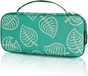 Carrying Case for Nintendo Switch Lite, Protective Portable Hard Shell Storage for Leaf Crossing Lite Console,Travel Cover Bag with 8 Game Card Slots for Switch Lite Games & Accessories,Green