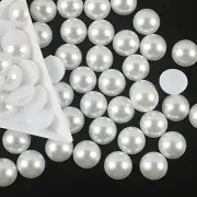 400 pcs Pure White Acrylic Half Pearl Flatback Round Bead 8mm Scrapbook Craft