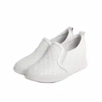 在飛比找momo購物網優惠-【viina】牛皮菱格內增高厚底休閒鞋-白(休閒鞋)