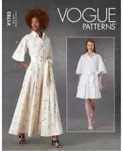 VOGUE SEWING PATTERN 1783 MISSES 8-16 SHIRT DRESS & MAXI W/ BELL SLEEVES & BELT