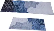 2pcs Non Slip Water Absorption Bath Mat Blue Welcome Doormat for Bathroom Easy to Clean for Home Decor