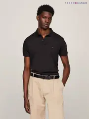 Tommy Hilfiger Black Regular Fit Liquid 100% Cotton Essential Polo Shirt (E31858) | $196