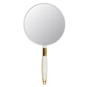 Round Hand Held Mirror for Makeup Hand Mirror (6.9W X 13 L inchs, White)