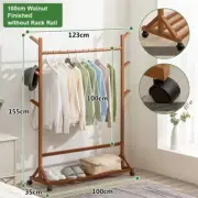 6 Hook No Rack Rail Walnut Finished Portable Coat Stand Rack Clothes Hanger
