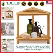 Stylish Waterproof Bamboo Shower Stool - Corner Shelf Ideal for Bath Storage
