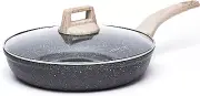 Nonstick Frying Pan Skillet,Non Stick Granite Fry Pan with Glass Lid, Egg Pan Om