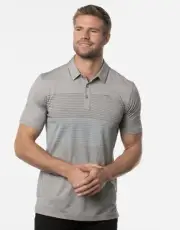 New Travis Mathew Quiet Nights Heather Gray Striped Golf Polo Shirt Mens Small