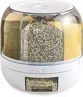 Grain Storage Container Dispenser, 22Lbs Rice Dispenser Rotating, 360° Rotating