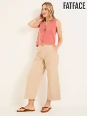 FatFace Hove Stone Wide Leg Cropped Trousers (AT2708) | $127