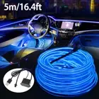 EL Wire Interior Car LED Strip Lights 16.4ft USB Powered Car LED Lights guwvm