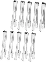 AUTSUPPL 10Pcs Stainless Steel Sugar Tongs Practical Ice Clips with Teeth for Ice Cubes Sugar Cubes and More for Parties and Gatherings