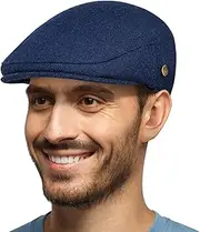 [PanPacSight] Men's Herringbone Flat Newsboy Hat 50% Wool Blend Tweed Gatsby Cabbie Ivy Classic Golf Cap