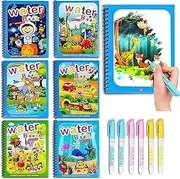 Water Coloring Books for Toddlers, 6 Packs Magic Paint with Water Coloring Book, Water Painting Book for Toddlers, Travel Toys for 3-5, Water Doodle Book Toys for Toddlers