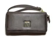 NWT $68 STONE MOUNTAIN Leather Matte Brown Crunch SLG Leather Wristlet Wallet
