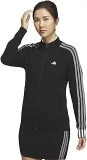 [adidas] MKS53-HY0853WH Golf Wear Three-Stripes Windproof Long Sleeve Lined Sweater, Black, S