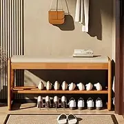 Entryway Shoe Rack with seat Bench, Indoor Porch Decoration Shoe Storage Bench, Modern Living Room upholstered Shoe Bench, Hallway Shoe Rack with Padded, Home Décor Shoe Bench,Bench for end