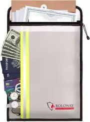 Fireproof Document Bag with 2 Pockets & Zipper Waterproof Safe Bag (15x11 inch)