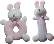 GETAJGHSD Rattle Plush for Newborns Round Ring Bunny Crib Pink for Showers and Playtime Soft and Cuddly Rattle