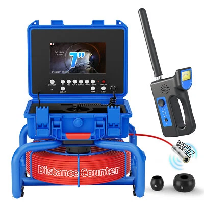 30m Pipe Inspection Camera w/ 512hz Locator HD Sewer Drain Camera 7" Monitor