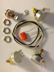 Wiring Harness Kit For J Bass CTS 450G Knurled Pots .1uf 225P Orange Drop Cap