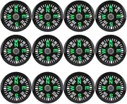 Mini Survival Compass, 12pcs Black Outdoor Pocket Button Compass for Camping Hiking