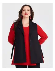 [Taking Shape] Side Split Bamboo Ponte Vest Black