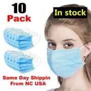 10 PCS Face Mask Disposable 3-Ply Earloop Mouth Cover with Box