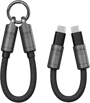 Hagibis USB4 Cable Portable Keychain 0.5ft, 80Gpbs 240W 8K@60Hz Short C to C Cable Lanyard Type-C Cable for iPhone 16 Pro Max, iPad Pro, Thunderbolt 5/4/3, External SSD (Grey)