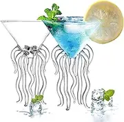 2-Piece Set 155ML Creative Octopus Martini Glasses, Cocktail Glasses, Premium Crystal Clear Glasses for Home, Weddings and Celebrations.