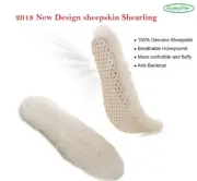 Real Sheepskin Lambswool Cushioning Shearling Cozy Warm Insoles with Honeycomb