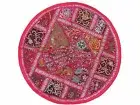 Magenta Round Floor Pillowcase Sari Patchwork Big Living Room Throw Cushion 26"