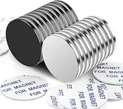 Strong Neodymium Magnets, Powerful Disc Magnets with Double-Sided Adhesive, Heavy Duty Rare Earth Magnets for Fridge, Office, Science, DIY-1.26inchx1/8 inch, Pack of 20 (10 Black, 10 Silver)