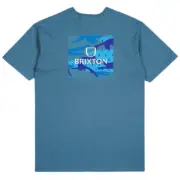 Size Medium Brixton Alpha Square T-Shirt - Cool Blue / Tear Drop Camo