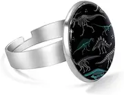 [FVQL] Stainless Steel Ring for Girls, Dinosaur Skeleton Pattern
