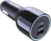 Tobetravel 165W USB C Car Charger, 3-Ports PD 100W PPS 45W QC65W Super Fast Charging for MacBook Pro Air iPhone 16 15 Pro Max iPad Samsung Galaxy S24/23 and More