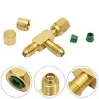 T-Type Adapter,1/4X1/4X1/4 Add Gauge Deep Vacuum Pump Manifold NPT/Flare HVAC