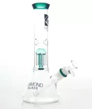 Diamond Glass - 11" Clear Mansion Percolated Water Pipe - Jade