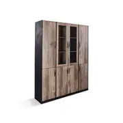 Modern Furniture REGGIE Display Unit 160cm - Warm Oak & Black