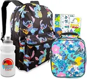 Disney Stitch Backpack and Lunch Box for Kids - Stitch Bag, Stitch Lunch Bag, Tattoos, More | Stitch School Bag for Kids Bundle, Stitch Backpack for Girls, Lilo & Stitch Kids Backpack, Stitch Backpack