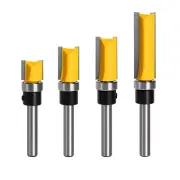 4PCS/Set 1/4" Shank Straight Flush Trim Router Bit Wood Template Trimming Tool